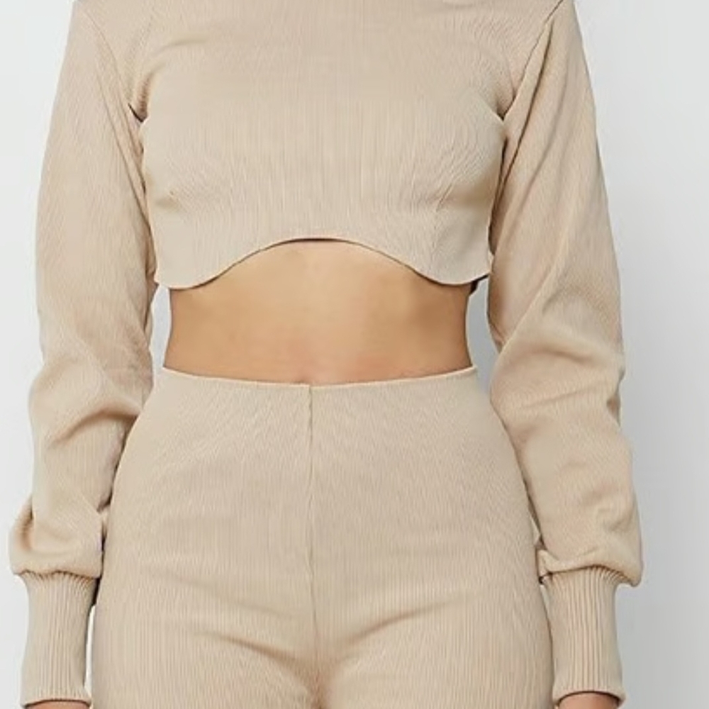 Maniere De Voir Tan Ribbed Top